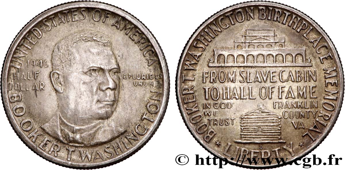 UNITED STATES OF AMERICA 1/2 Dollar Booker T. Washington Memorial 1946 Denver AU 