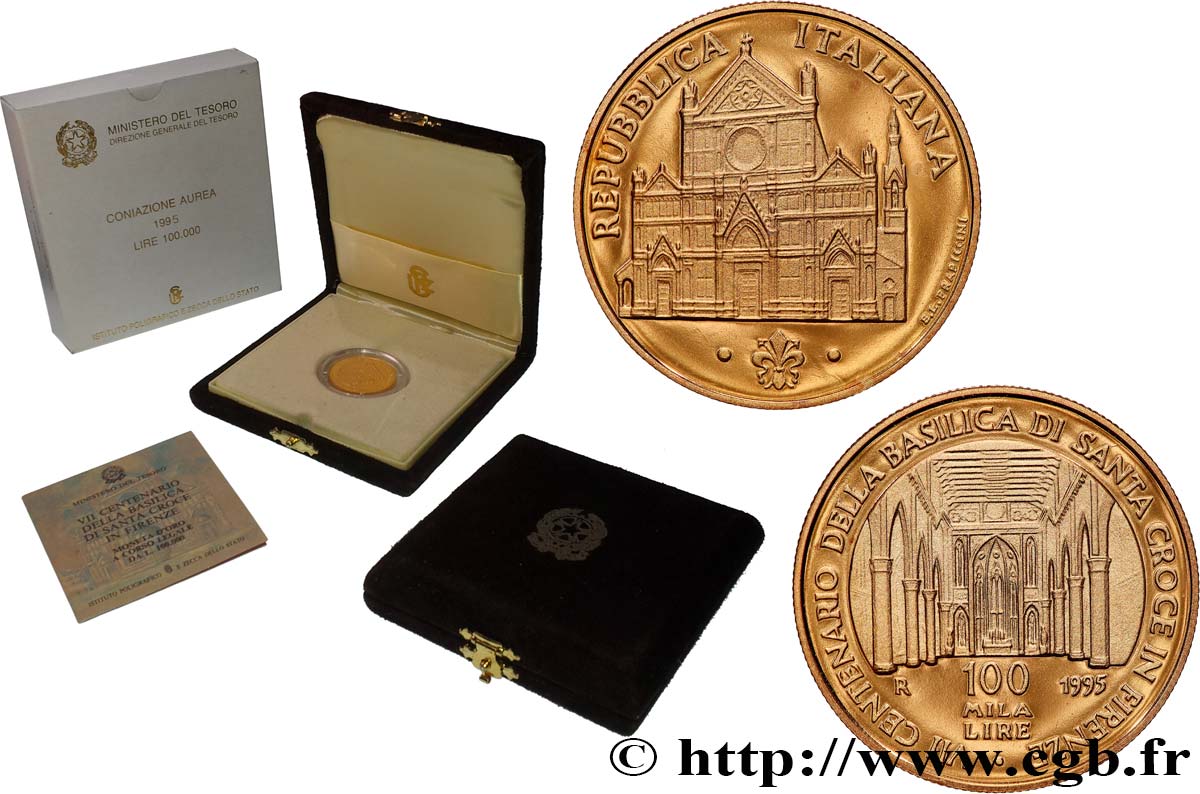 ITALY 100.000 Lire Proof Basilique de Santa Croce 1995 Rome MS 