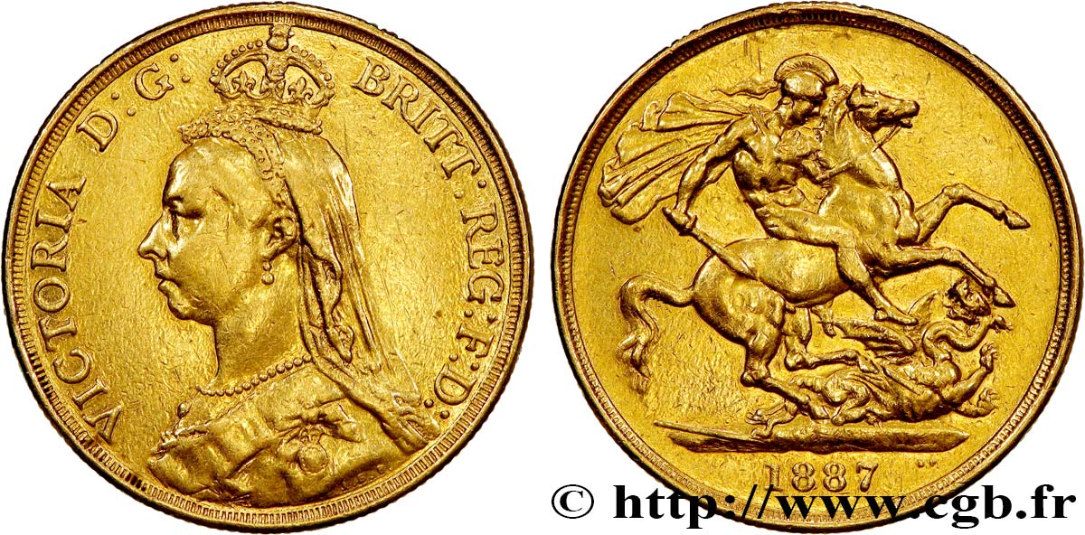 GREAT BRITAIN - VICTORIA 2 Pounds (2 Livres) “buste du jubilé” 1887 Londres XF 
