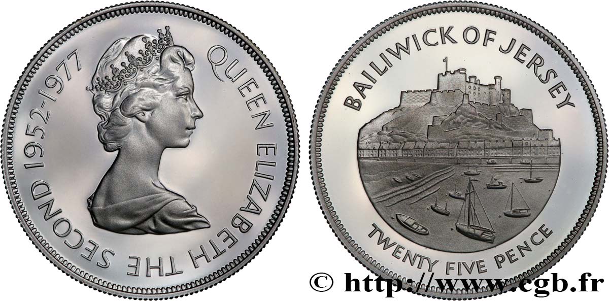 JERSEY 25 Pence Proof Jubilé d’argent d’Elisabeth II 1977  MS 