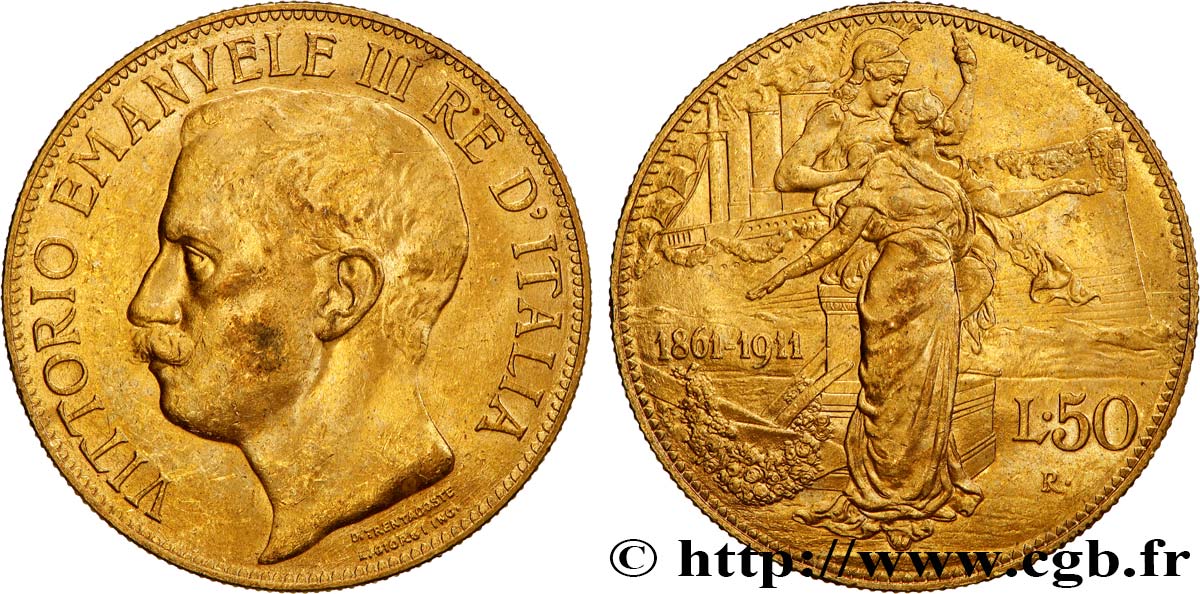ITALIA - REGNO D ITALIA - VITTORIO EMANUELE III 50 Lire 1911 Rome SPL 