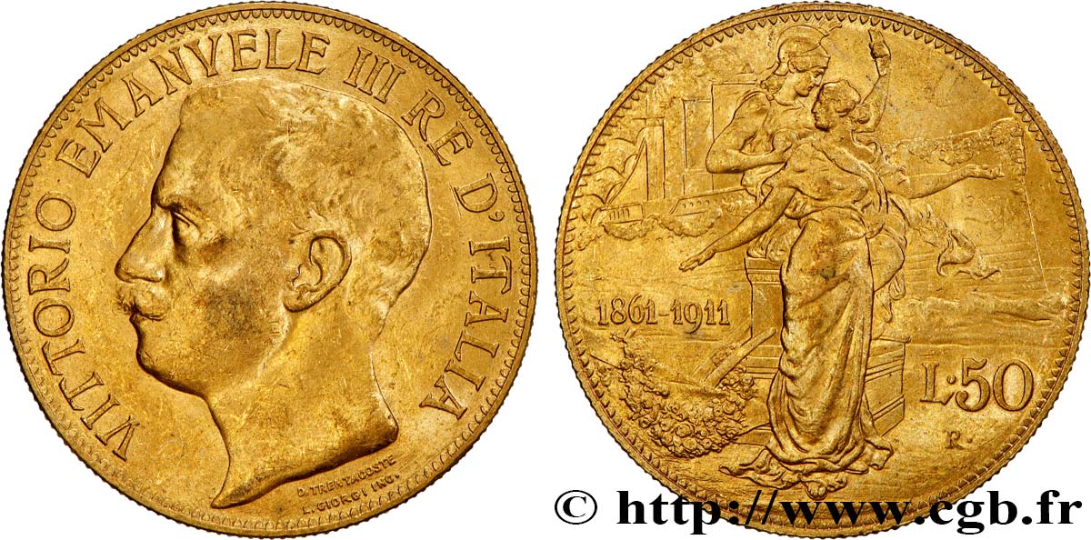 ITALIA - REGNO D ITALIA - VITTORIO EMANUELE III 50 Lire 1911 Rome SPL 