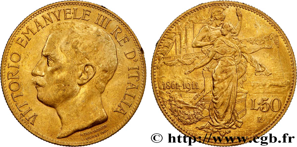 ITALY - KINGDOM OF ITALY - VICTOR-EMMANUEL III 50 Lire 1911 Rome AU 