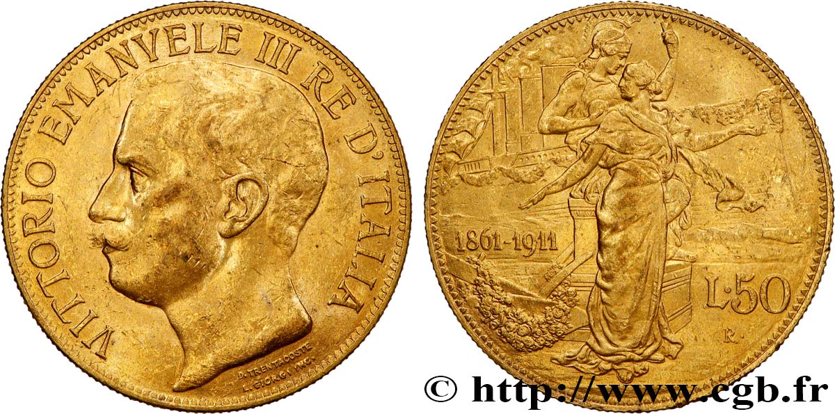 ITALIE - ROYAUME D ITALIE - VICTOR-EMMANUEL III 50 Lire 1911 Rome SUP 
