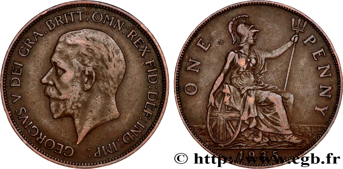 ROYAUME-UNI 1 Penny Georges V 1935  TTB 