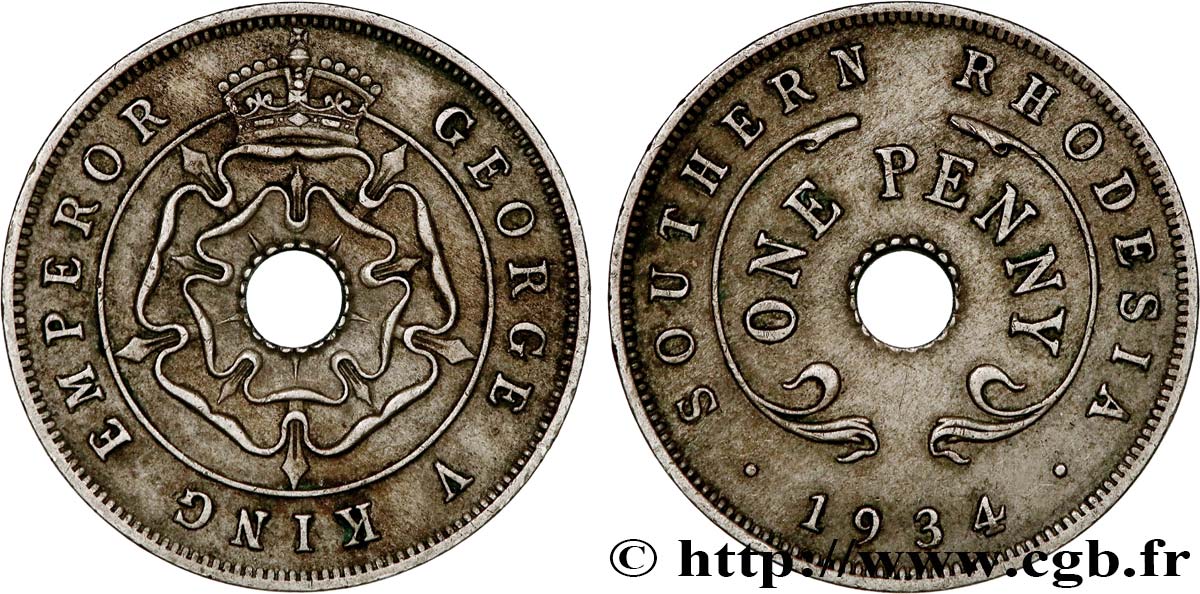 RHODÉSIE DU SUD 1 Penny Georges V 1934  SUP 