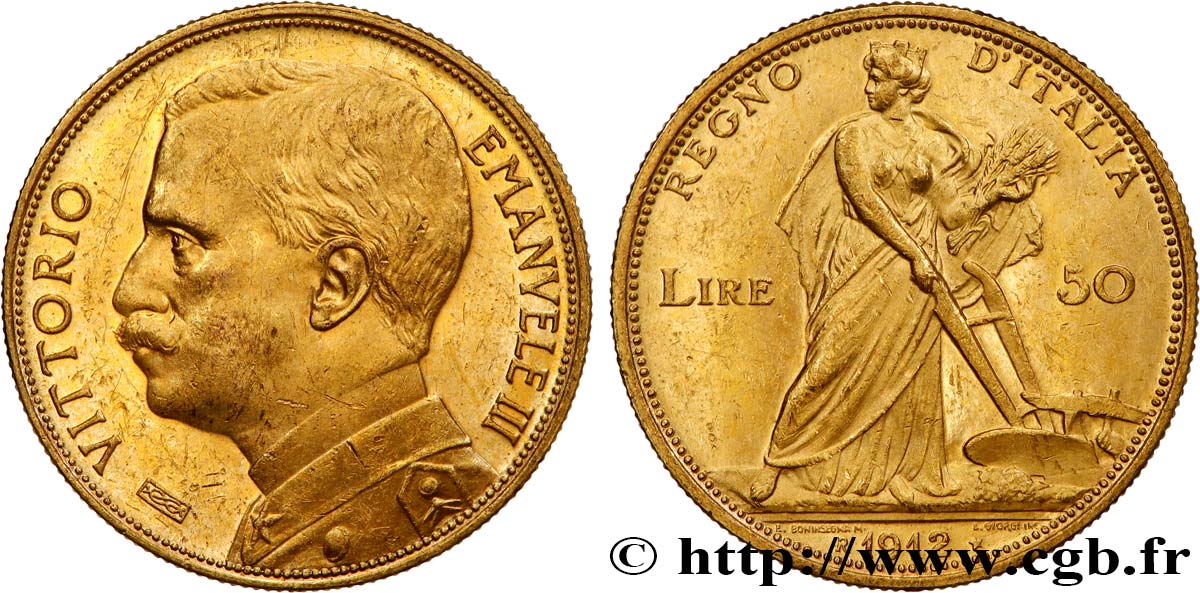 ITALY - KINGDOM OF ITALY - VICTOR-EMMANUEL III 50 Lire 1912 Rome MS 