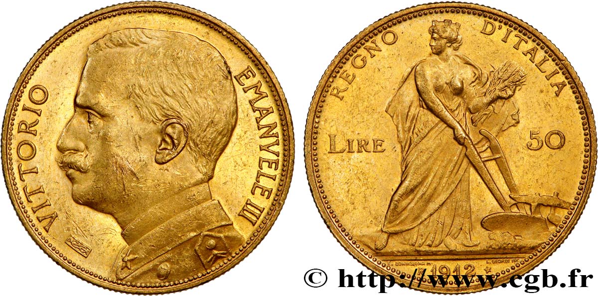 ITALY - KINGDOM OF ITALY - VICTOR-EMMANUEL III 50 Lire 1912 Rome MS 