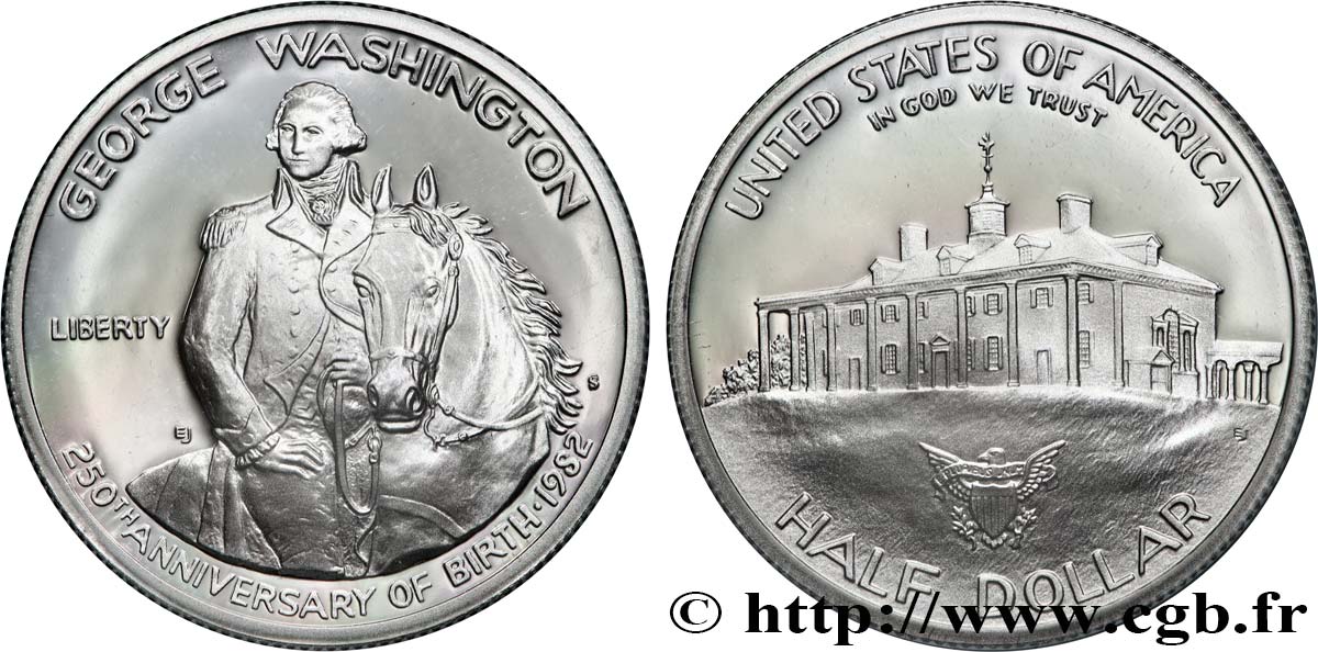ÉTATS-UNIS D AMÉRIQUE 1/2 Dollar Proof 250e anniversaire de la naissance de George Washington 1982 San Francisco - S FDC 