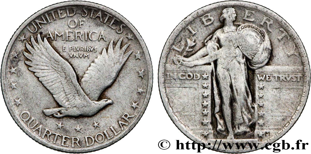 ESTADOS UNIDOS DE AMÉRICA 1/4 Dollar Liberty 1920 Philadelphie BC+ 