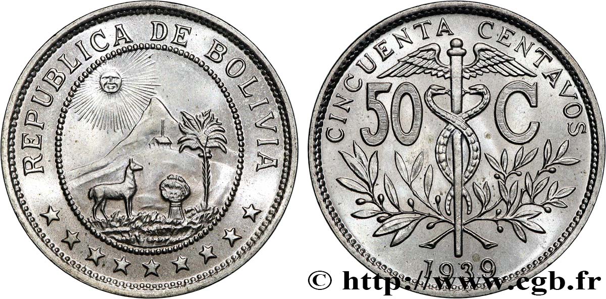 BOLIVIE 50 Centavos 1939  SPL 