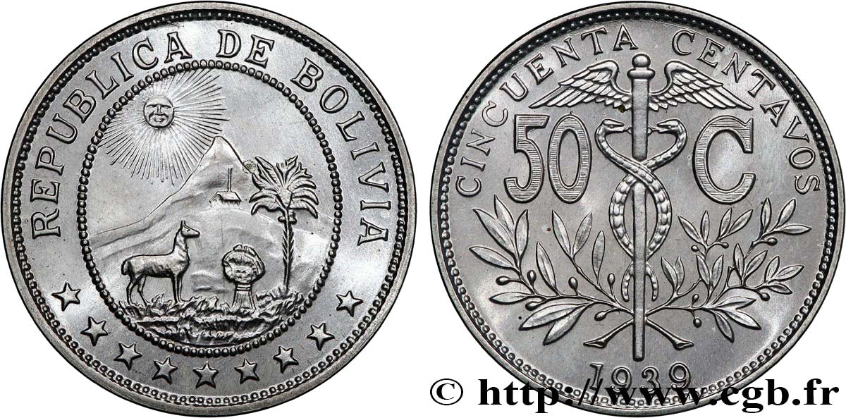 BOLIVIE 50 Centavos 1939  SPL 