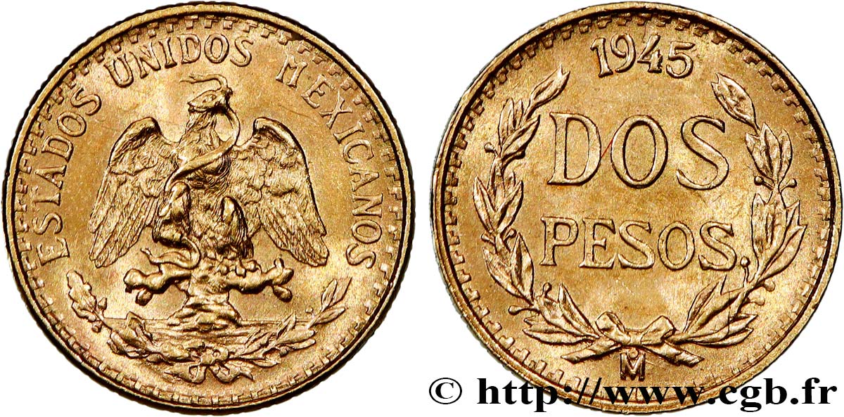 MEXICO 2 Pesos 1945 Mexico MS 