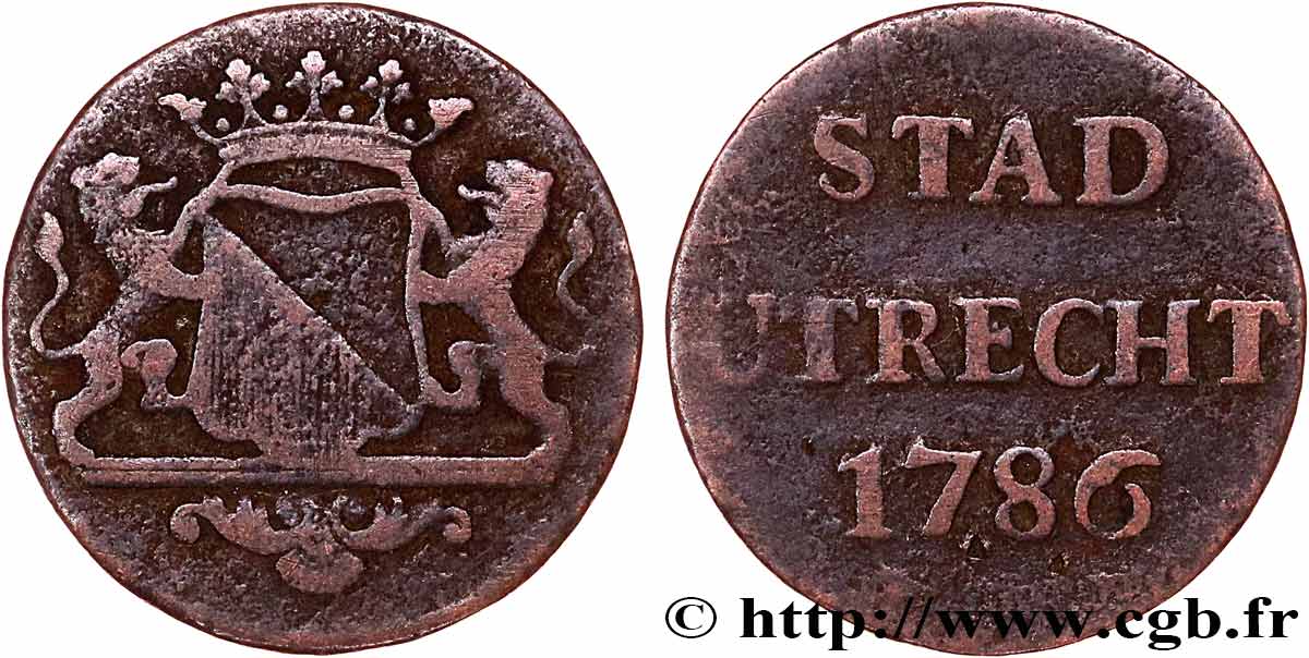 NETHERLANDS - UNITED PROVINCES 1 Duit Utrecht 1786  VF 