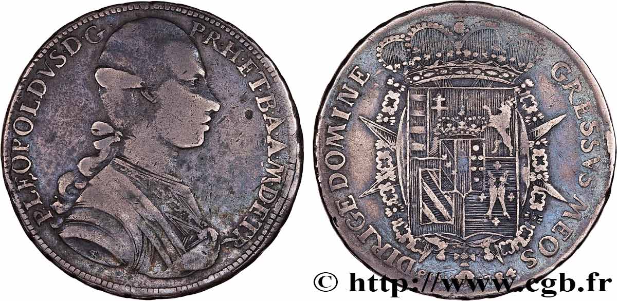 ITALY - GRAND DUCHY OF TUSCANY - PETER-LEOPOLD I OF LORRAINE Francescone d’argent 1784 Florence VF/XF 