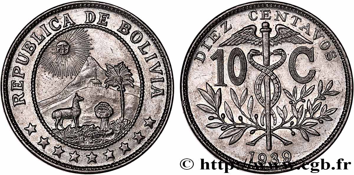 BOLIVIA 10 Centavos 1939  SC 