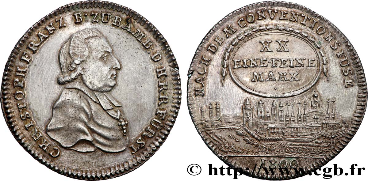GERMANY - BAMBERG 1/2 Thaler Évéché de Bamberg frappe au nom de Christoph Franz de Buseck 1800  AU 