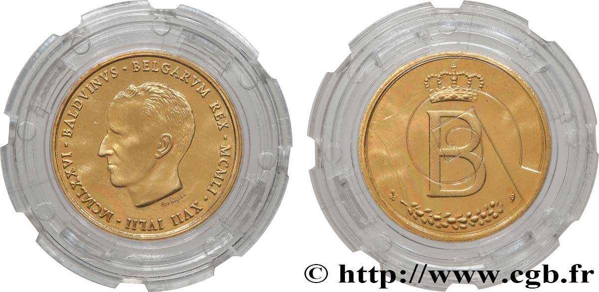 BELGIQUE Module de 20 Francs Or, 25e anniversaire de règne de Baudouin Ier 1976 Bruxelles FDC 