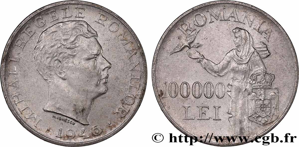 ROMANIA 100000 Lei Michel Ier 1946  q.SPL 