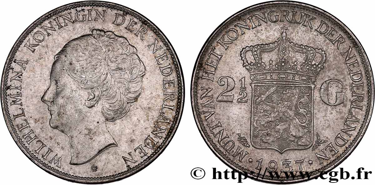 PAESI BASSI 2 1/2 Gulden Wilhelmina 1937 Utrecht q.SPL 