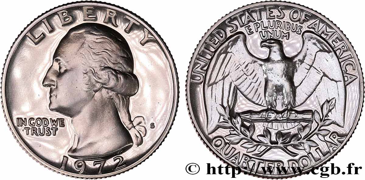 ÉTATS-UNIS D AMÉRIQUE 1/4 Dollar Proof Washington 1972 San Francisco FDC 