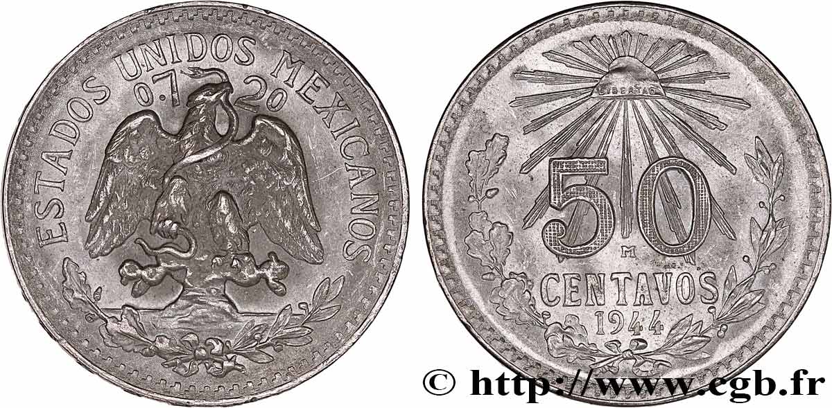 MÉXICO 50 Centavos 1944 Mexico EBC 