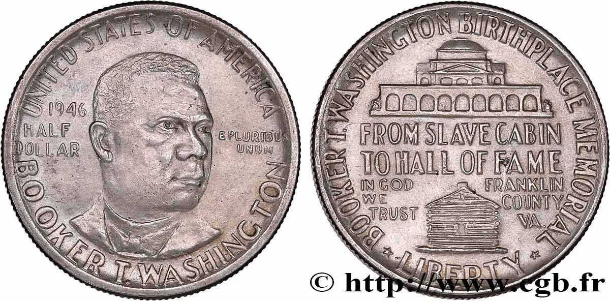 STATI UNITI D AMERICA 1/2 Dollar Booker T. Washington Memorial 1946 Philadelphie q.SPL 