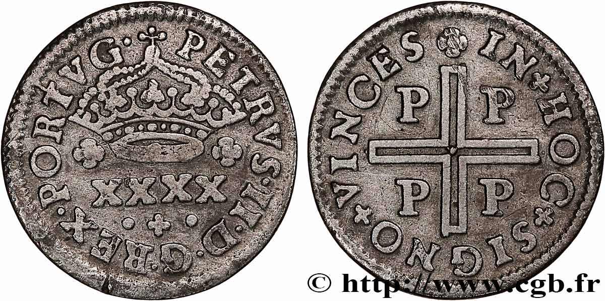 PORTUGAL - KINGDOM OF PORTUGAL - PEDRO II 1/2 Tostao (50 Reis) n.d. Porto XF 