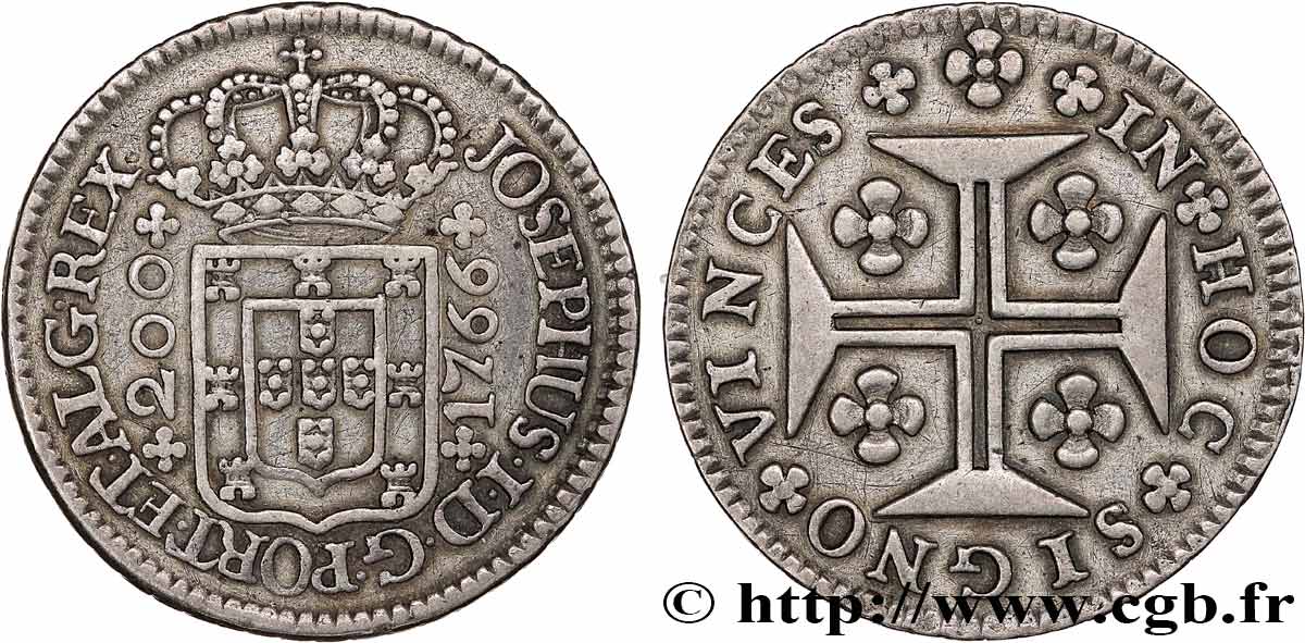 PORTUGAL - ROYAUME DU PORTUGAL - JOSEPH Ier 12 Vintens (240 Reis) 1766 Lisbonne TTB 