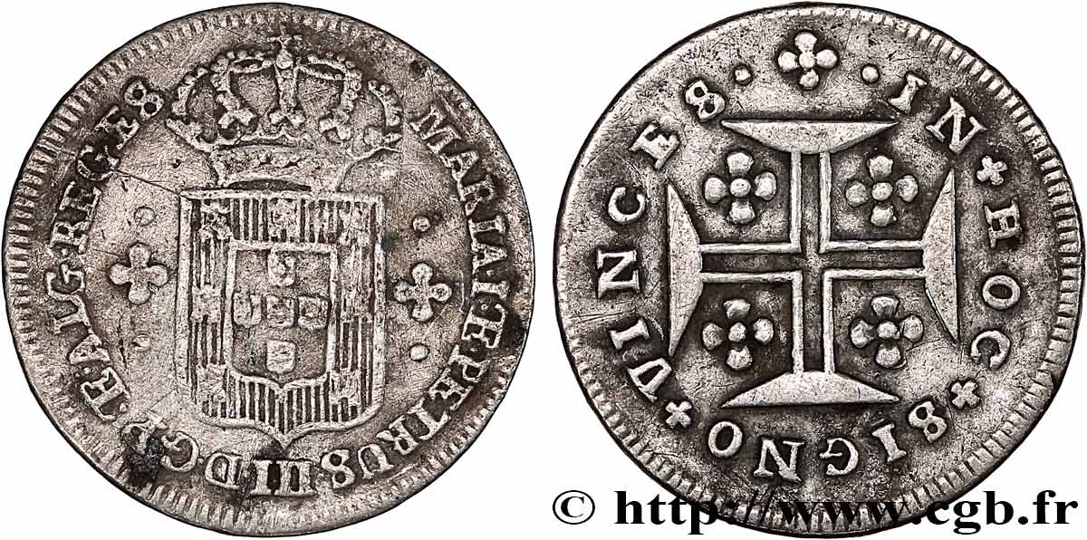 PORTUGAL - KINGDOM OF PORTUGAL - MARIA I AND PETER III 3 Vintens (60 Reis) n.d. Lisbonne XF 
