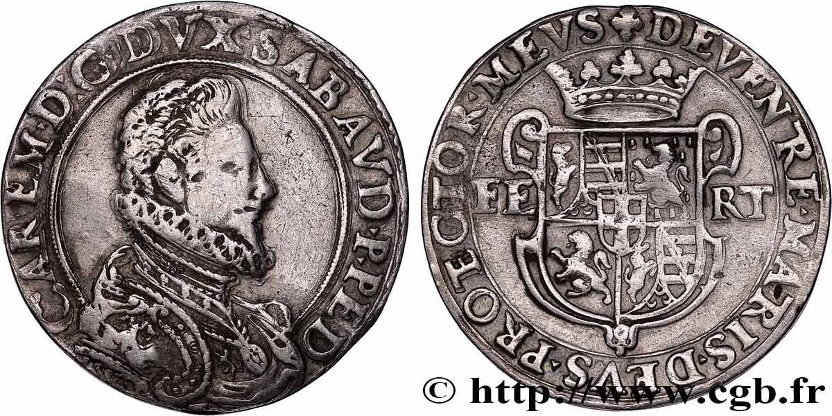 SAVOY - DUCHY OF SAVOY - CHARLES-EMMANUEL I Ducaton, IVe type 1591 Turin VF 
