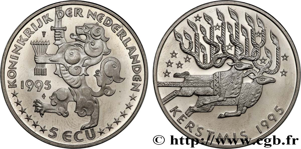 NETHERLANDS 5 Ecu Proof Noël 1995 1995  MS 