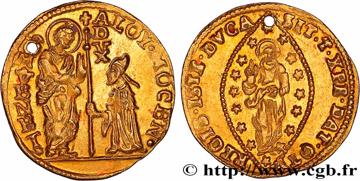 ITALY - VENICE - ALVISE II MOCENIGO Zecchino (Sequin) n.d. Venise AU 