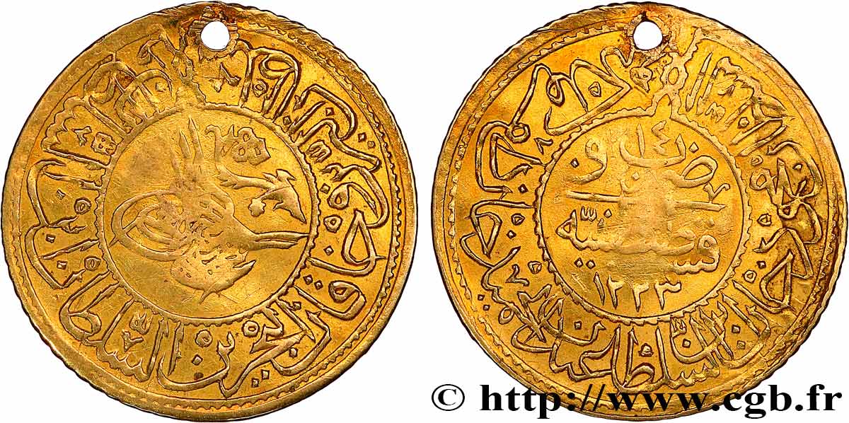 TURKEY Rumi altin Mahmud II AH 1223 an 14 1821 Constantinople XF 