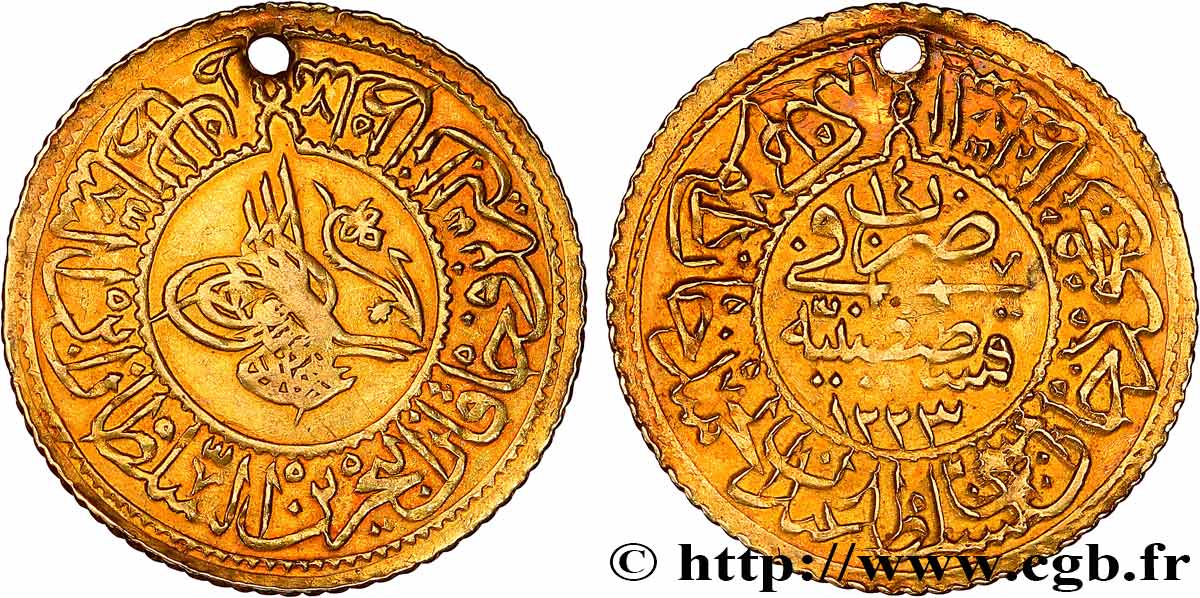 TURQUIE Rumi altin Mahmud II AH 1223 an 14 1821 Constantinople TTB+ 