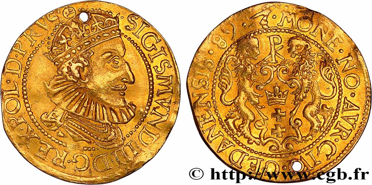 POLAND - SIGISMUND III VASA Ducat 1589 Danzig XF 