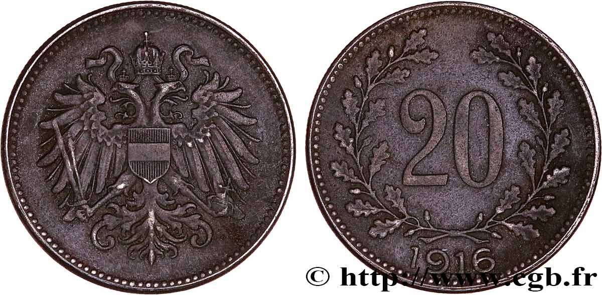 AUSTRIA 20 Heller 1916  EBC 