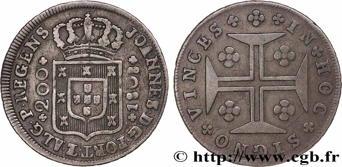 PORTUGAL - ROYAUME DU PORTUGAL - JEAN PRINCE RÉGENT 12 Vintens (240 Reis) 1808 Lisbonne TTB 