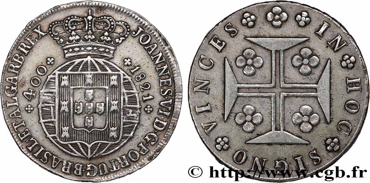 PORTUGAL - KINGDOM OF PORTUGAL - JOHN VI THE CLEMENT Cruzado Novo (480 Reis) 1821 Lisbonne XF 