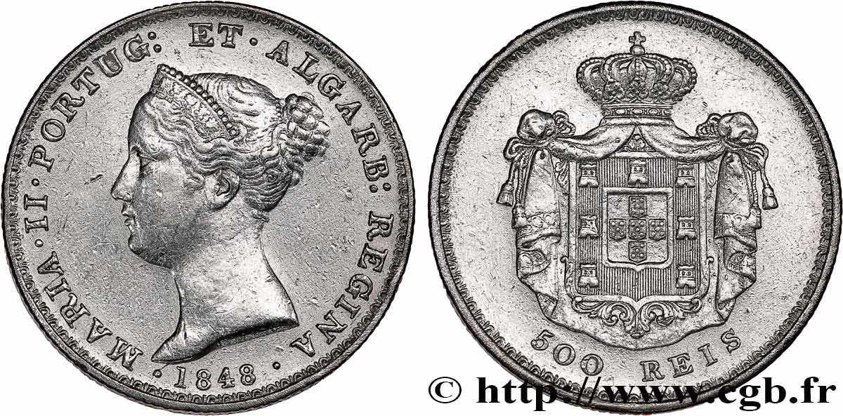 PORTUGAL -MARIE II  500 Réis  1848  BB 