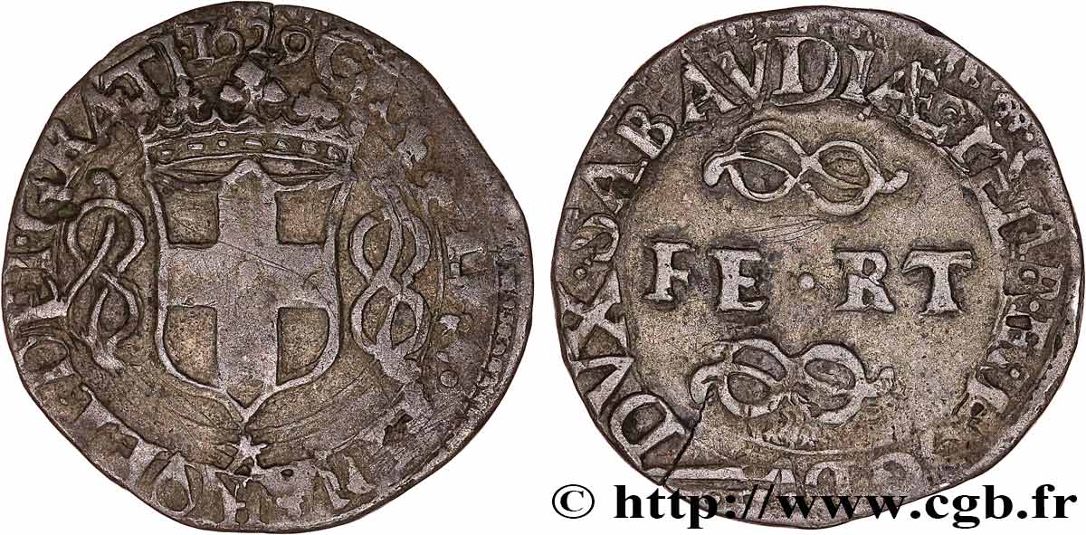 SAVOYEN - HERZOGTUM SAVOYEN - KARL EMANUEL I. 6 sols (6 soldi) 1629 Chambéry fSS 