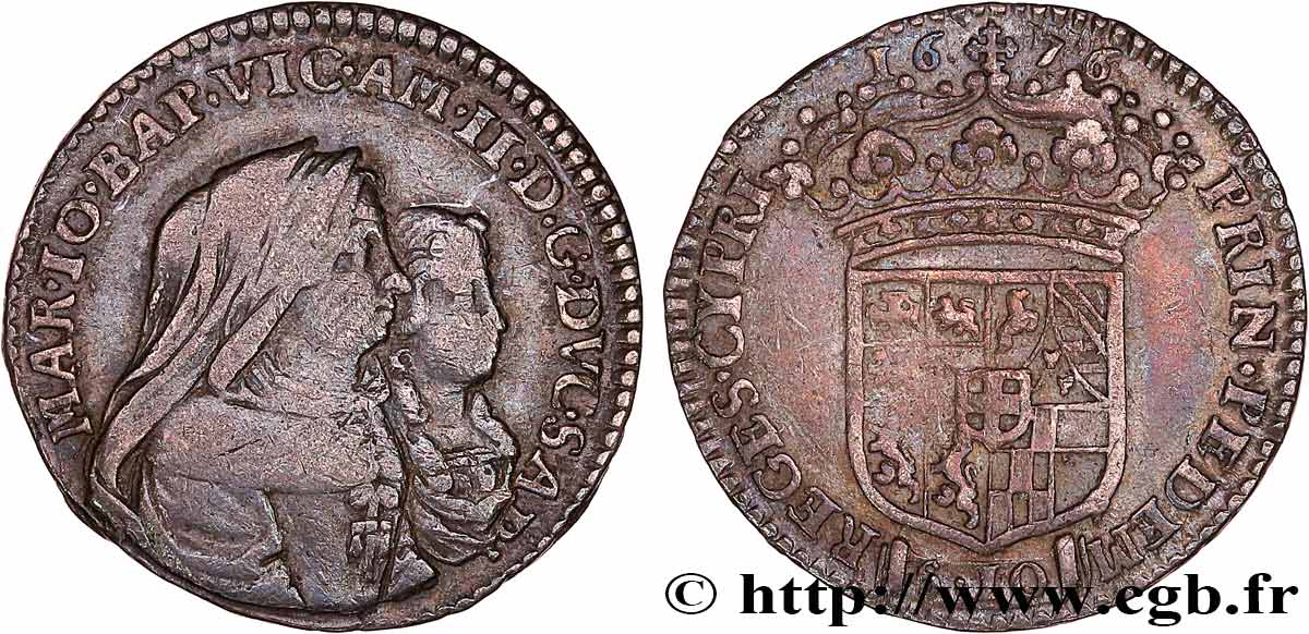 SAVOY - DUCHY OF SAVOY - VICTOR-AMADEUS II Demi-Lire (mezza lira) 1676 Turin XF 