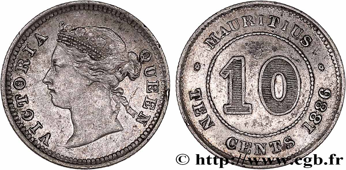 MAURITIUS 10 Cents Victoria 1886  SS 