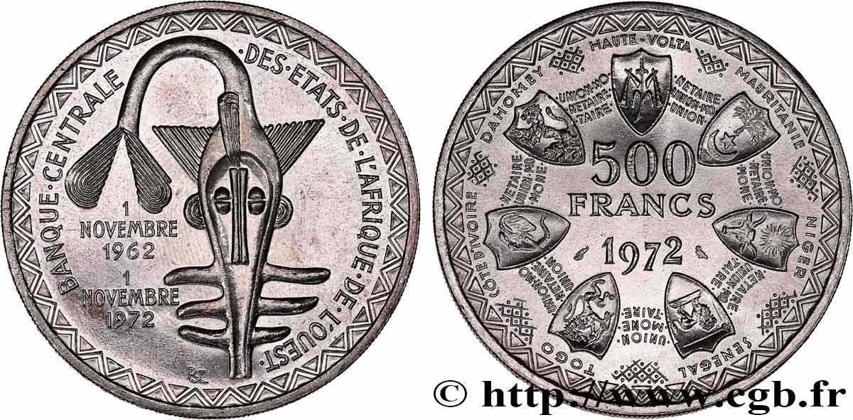 ÉTATS DE L AFRIQUE DE L OUEST (BCEAO) 500 Francs BCEAO 1972 Paris SPL 