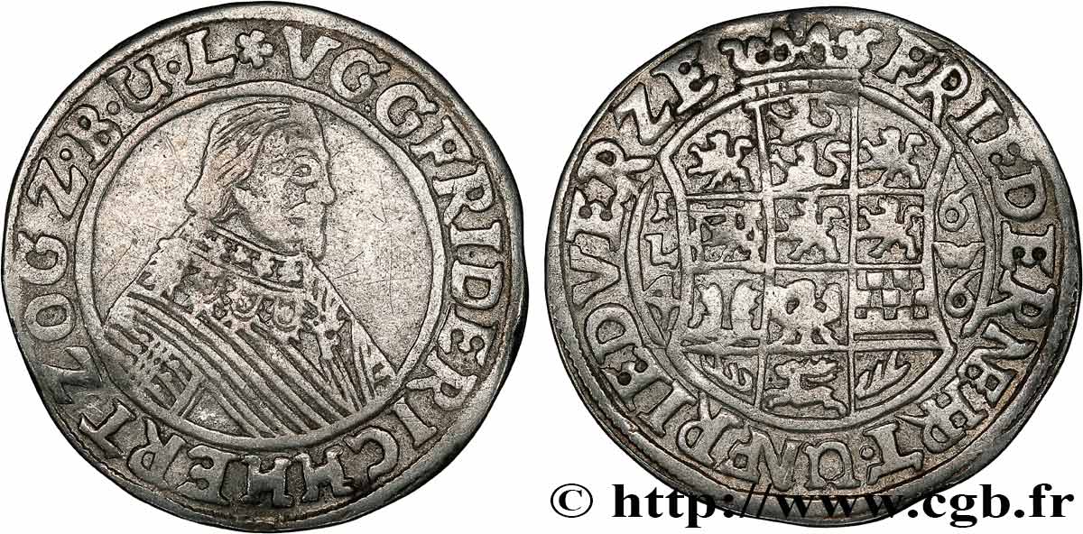 ALLEMAGNE - DUCHÉ DE BRUNSWICK LUNEBOURG CELLE - FRÉDÉRIC V 1/8 Thaler 1646 Clausthal TTB 