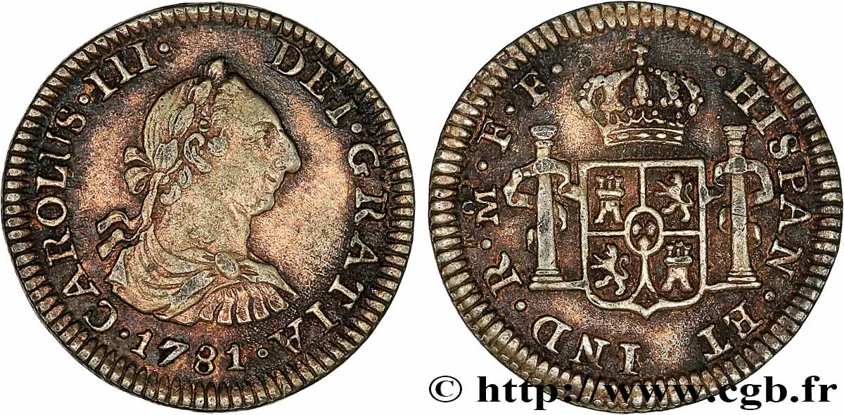MEXIQUE 1/2 Real Charles III 1781 Mexico TTB 