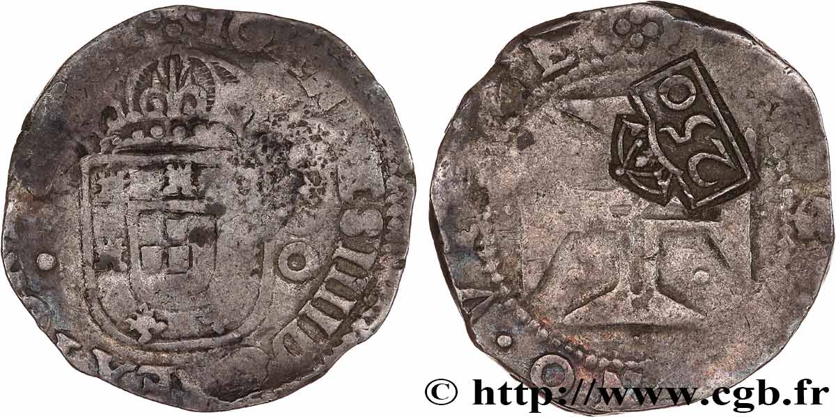 PORTUGAL (ROYAUME DE) ET BRÉSIL - JEAN IV 1/2 Cruzado Novo contremarqué pour le Brésil n.d. Lisbonne fSS 