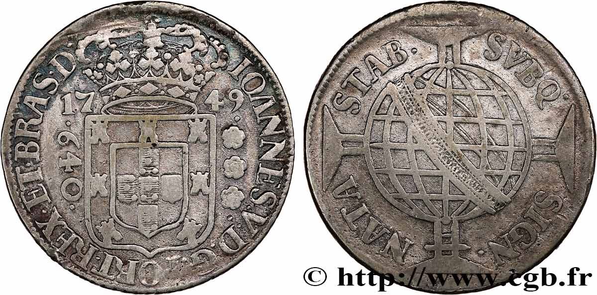 BRAZIL - JOHN V 640 Reis  1749 Lisbonne XF 