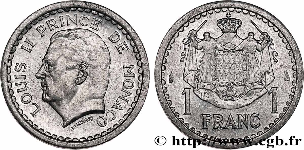 MONACO 1 Franc Louis II (1943) Paris ST 
