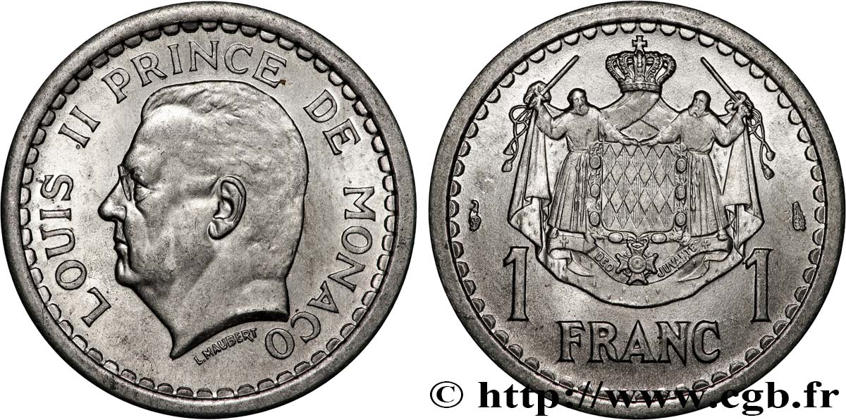 MONACO 1 Franc Louis II (1943) Paris ST 